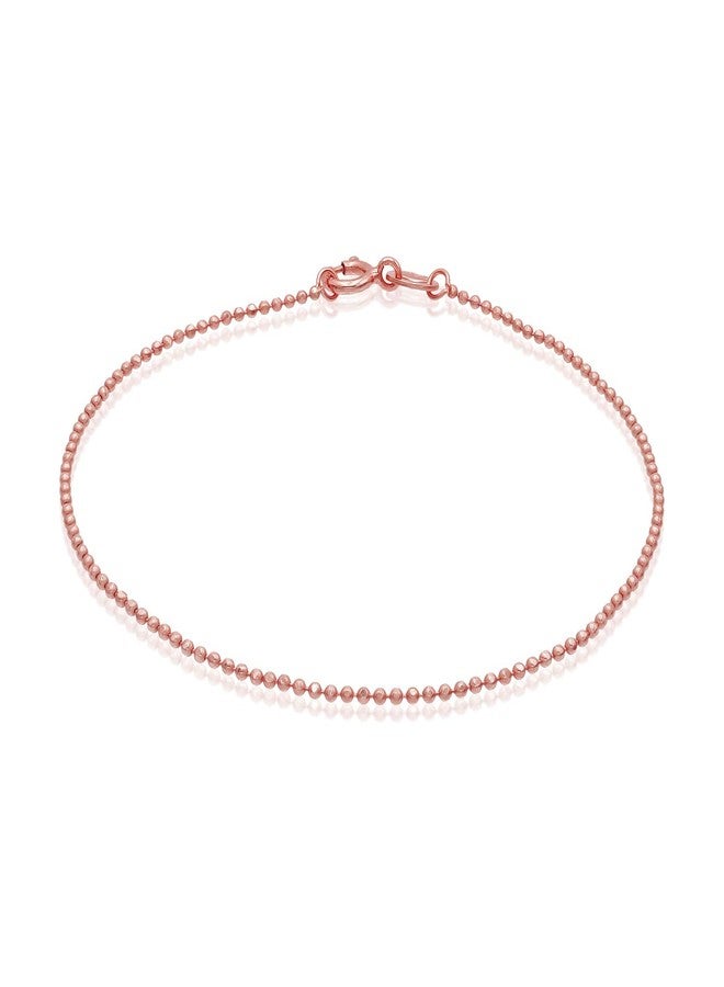 SEA OF ICE Rose Gold Flashed Sterling Silver 1mm Round Ball Bead Chain Bracelet, Size 7.25" - Image 1