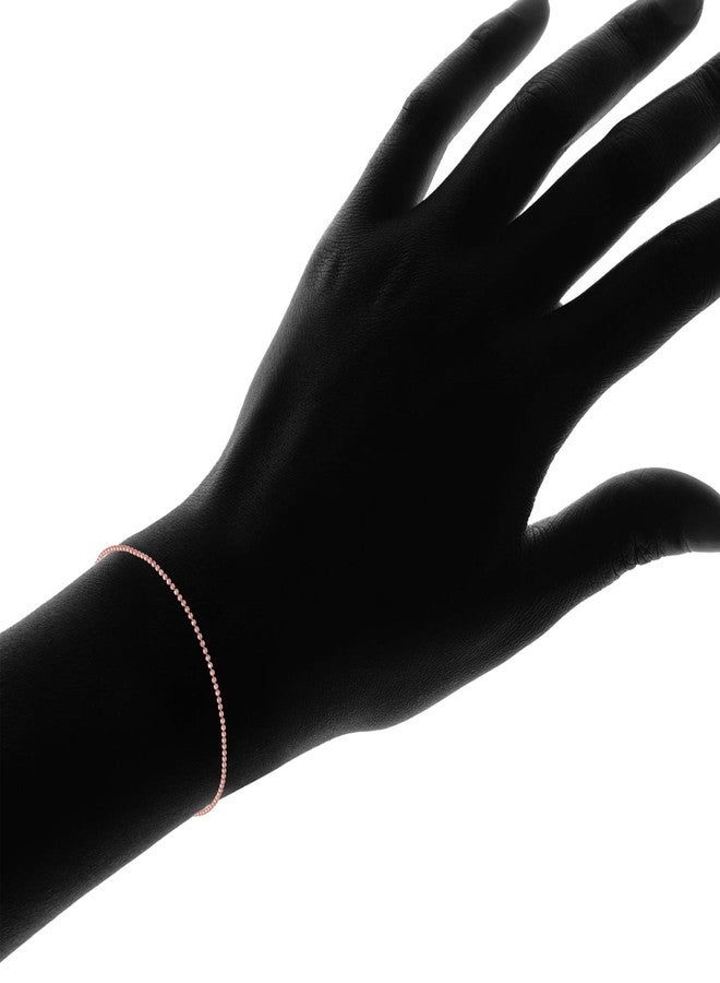 SEA OF ICE Rose Gold Flashed Sterling Silver 1mm Round Ball Bead Chain Bracelet, Size 7.25" - Image 3