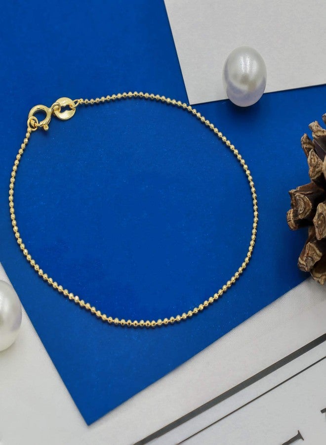 SEA OF ICE Rose Gold Flashed Sterling Silver 1mm Round Ball Bead Chain Bracelet, Size 7.25" - Image 5