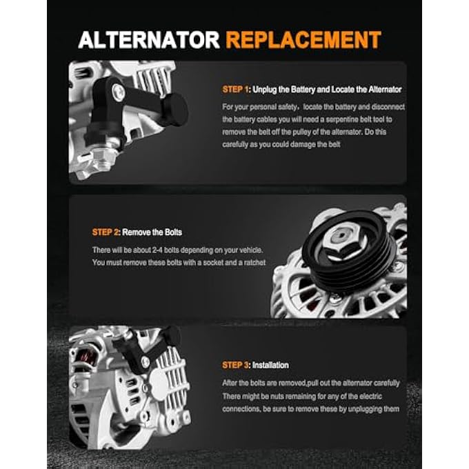 ASAPE New Alternator Fit for 1996-1997 for Kia Sephia 1.6L 1997-1998 for Mazda Protege 1.5L 1996-1997 for Kia Sephia 1.8L, Replace OE 13719 - Image 5