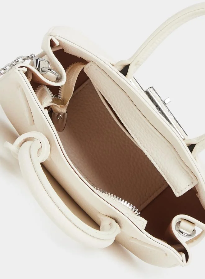 Styli Styli Solid Dual Handle Handbag with Heart Drop