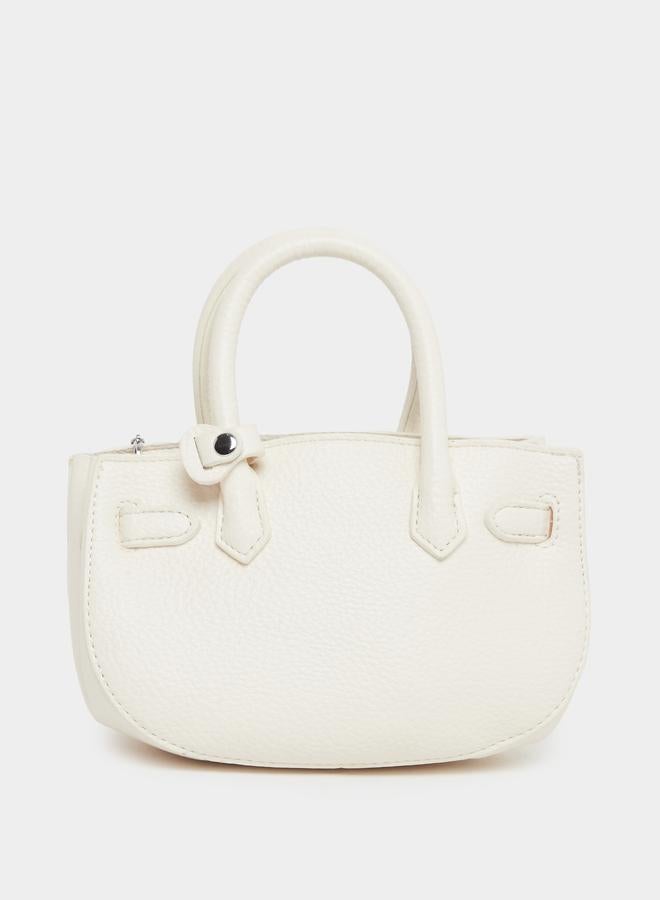 Styli Solid Dual Handle Handbag with Heart Drop - Image 3