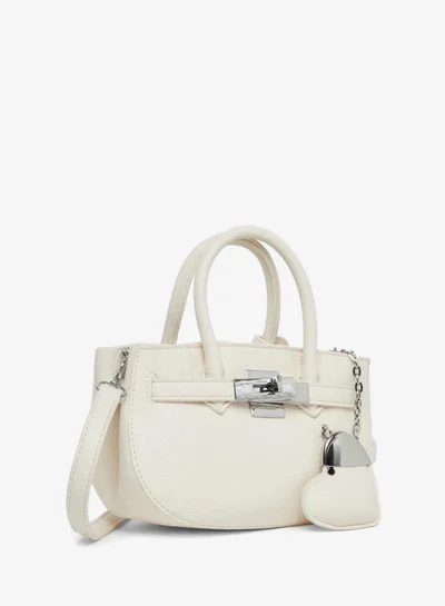 Styli Styli Solid Dual Handle Handbag with Heart Drop