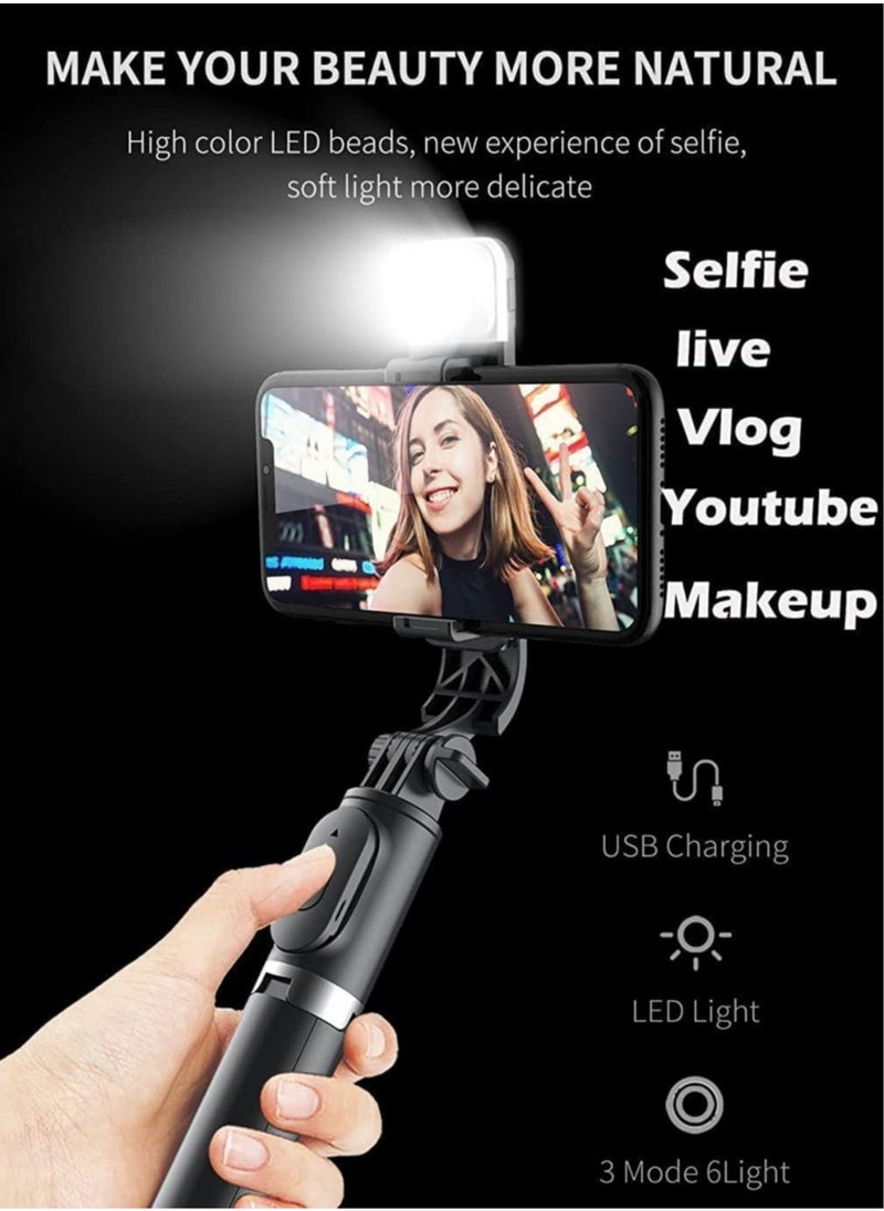 Generic Selfie Stick with Light,Long Selfie Stick with Tripod Stand 100cm Plus,Bluetooth Mobile Selfie Stick for Mobile Phone, Makeup,Vlogging,Youtube  - Image 4
