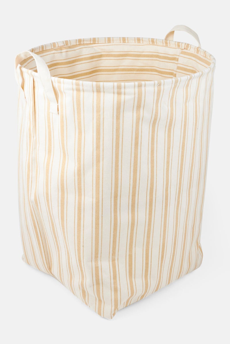 Muy Mucho Stripe Laundry Basket, Beige - Image 1