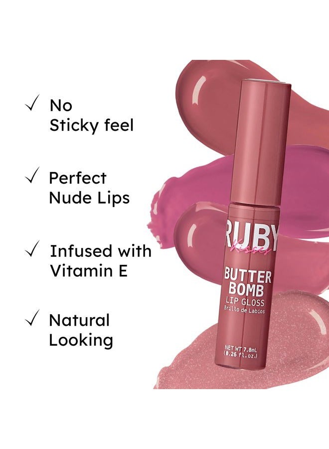 Ruby Kisses بتر بومب جلوس غير لاصق لشفاه بفيتامين E مكياج شفاه طبيعي بلون نود - 7.8 مل (0.26 أونصة سائلة أمريكية) (مثير) - Image 3