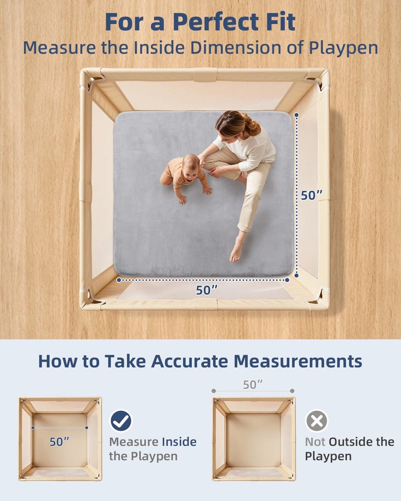 SEPARO Thick Baby Play Mat for Floor,50 x 50 Playpen Mat,Tummy Time Foam Mats,Ultra Soft Support & Plush Feel,Easy Care with Non-Slip Cushioned for Infant,Kids and Toddler Crawling,Grey - Image 4