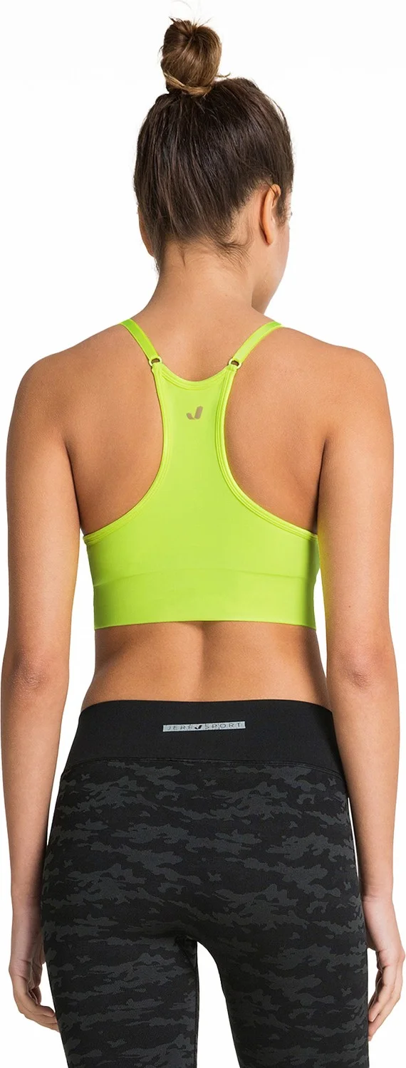 Jerf Bluff Adjustable Strap Covered Sports Bra Neon Yellow