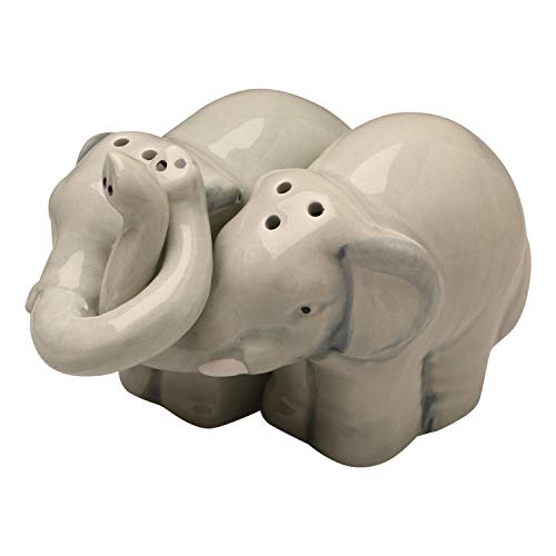 Abbott Collection 27-HUG/ELEPHANT Hugging Elephants Salt and Pepper Shaker Set, Grey, 3.5" L - Image 3