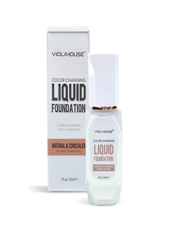 VIOLA HOUSE Color Changing Foundation, 4 in 1 Foundation, Color Changing Flawless Finish, Lightweight, Moisturizing Glow, 1.0 Fl Oz (Medium skin color, 1.0 Fl Oz/30ML) - Image 1