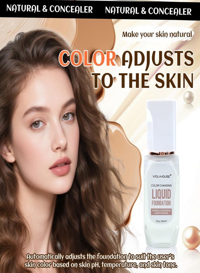 VIOLA HOUSE Color Changing Foundation, 4 in 1 Foundation, Color Changing Flawless Finish, Lightweight, Moisturizing Glow, 1.0 Fl Oz (Medium skin color, 1.0 Fl Oz/30ML) - Image 5