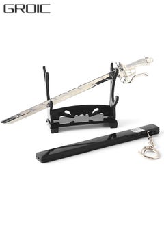 GROIC Attack on Titan Sword Samurai Keychain with Display Stand, Game Collection Party Supplies Gift Sword Toys Action Figures Metal Arts Collections Home Decoration  - Image 1