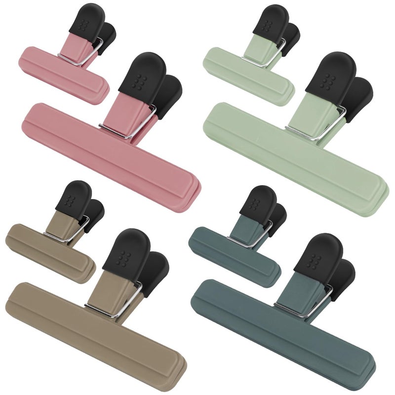 Tacgea Chip Clips  8 Pack Food Clips  Upgrade Wide Open Bag Clip For Food Storage With Air Tight Seal Grip Neutral Color (4 X L  4 X S) - Image 1