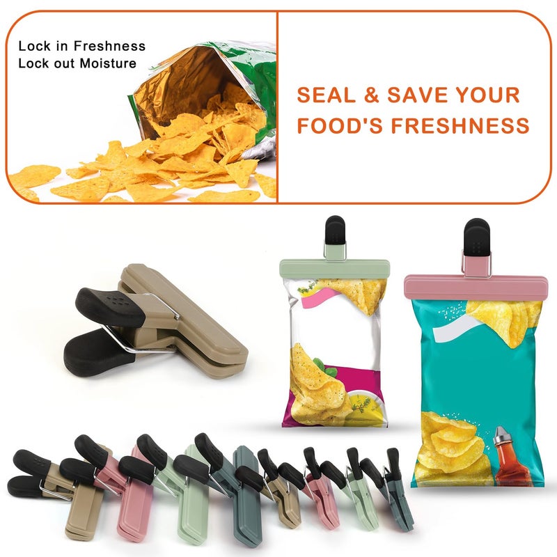 Tacgea Chip Clips  8 Pack Food Clips  Upgrade Wide Open Bag Clip For Food Storage With Air Tight Seal Grip Neutral Color (4 X L  4 X S) - Image 5