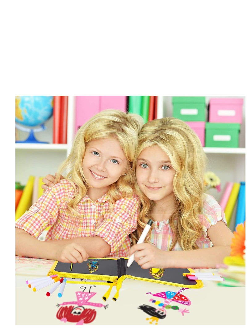 SYOSI مجموعة كتاب الرسم القابل للمسح للأطفال، وسادات رسم قابلة لإعادة الاستخدام، لعبة فنية للسفر للأطفال، لوح scribbler للسفر، رحلة برية، 14 صفحة مع 12 قلم تلوين مائي (ديناصور أحمر 1) - Image 5