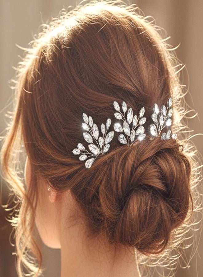 إيز ديلي دبابيس شعر زفاف مرصعة بأحجار الراين من إيزدايلي، قطع شعر فضية مرصعة بالكريستال، إكسسوارات شعر للنساء والفتيات (عبوة من 3 قطع) - Image 1