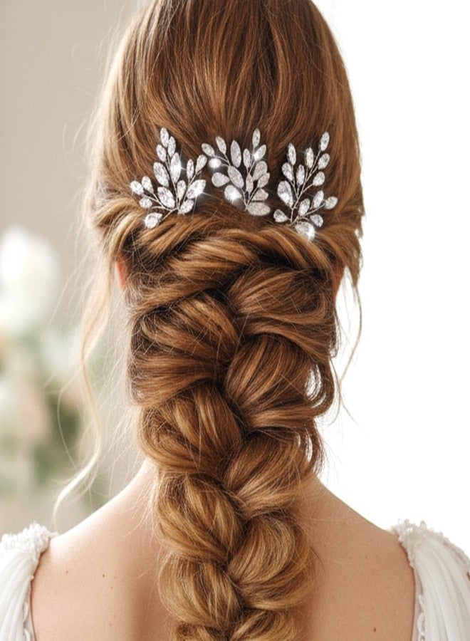 إيز ديلي دبابيس شعر زفاف مرصعة بأحجار الراين من إيزدايلي، قطع شعر فضية مرصعة بالكريستال، إكسسوارات شعر للنساء والفتيات (عبوة من 3 قطع) - Image 5