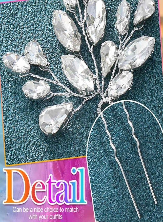 إيز ديلي دبابيس شعر زفاف مرصعة بأحجار الراين من إيزدايلي، قطع شعر فضية مرصعة بالكريستال، إكسسوارات شعر للنساء والفتيات (عبوة من 3 قطع) - Image 4