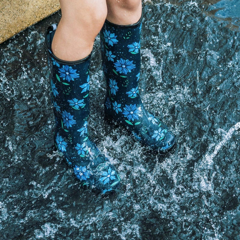 HISEA Tall Rain Boots for Women, Slim Calf Waterproof Garden Boots, Fashion Print Rubber PVC Boot Knee High Rain Shoes for Outdoor Gardening Farm Yard Mud Work - Image 2