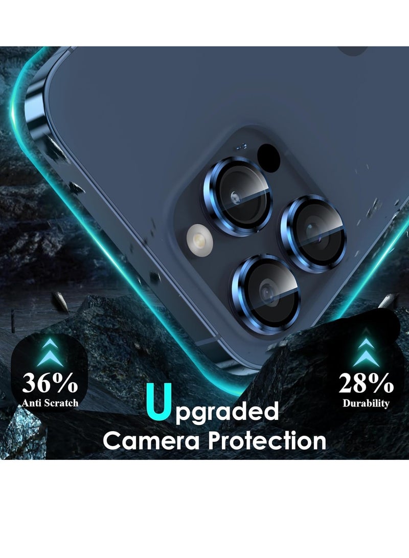 iPhone 15 Pro - iPhone 15 Pro Max Camera Lens Protector, 9H Tempered Glass Camera Cover Screen Protector Metal Individual Ring for iPhone 15Pro 6.1 inch iPhone 15 ProMax 6.7 inch (Blue Titanium) - Image 3