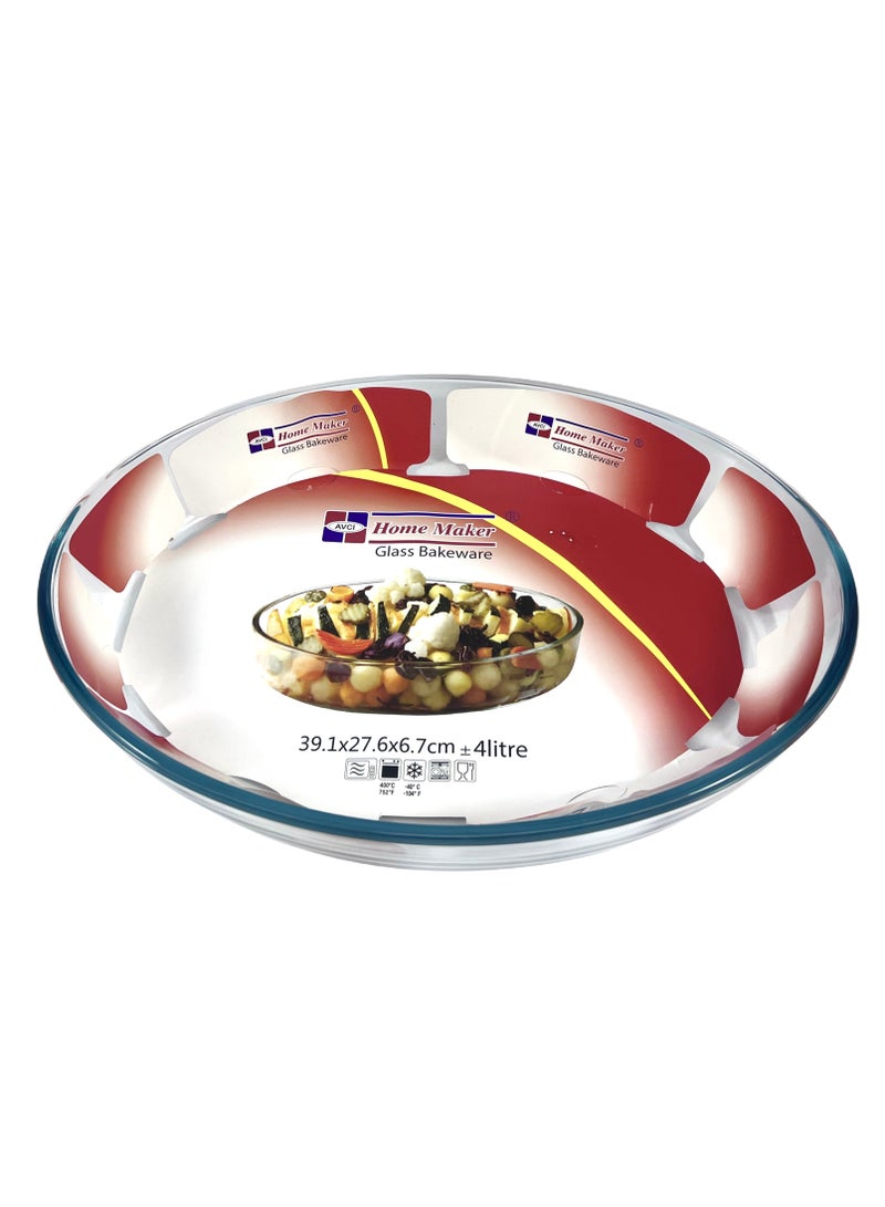 Homemaker Oval Glass Baking Dish, 4 Lt Capacity, 39.1X27.6 Cm Diameter, 6.7 Cm Height - Clear  - Image 3
