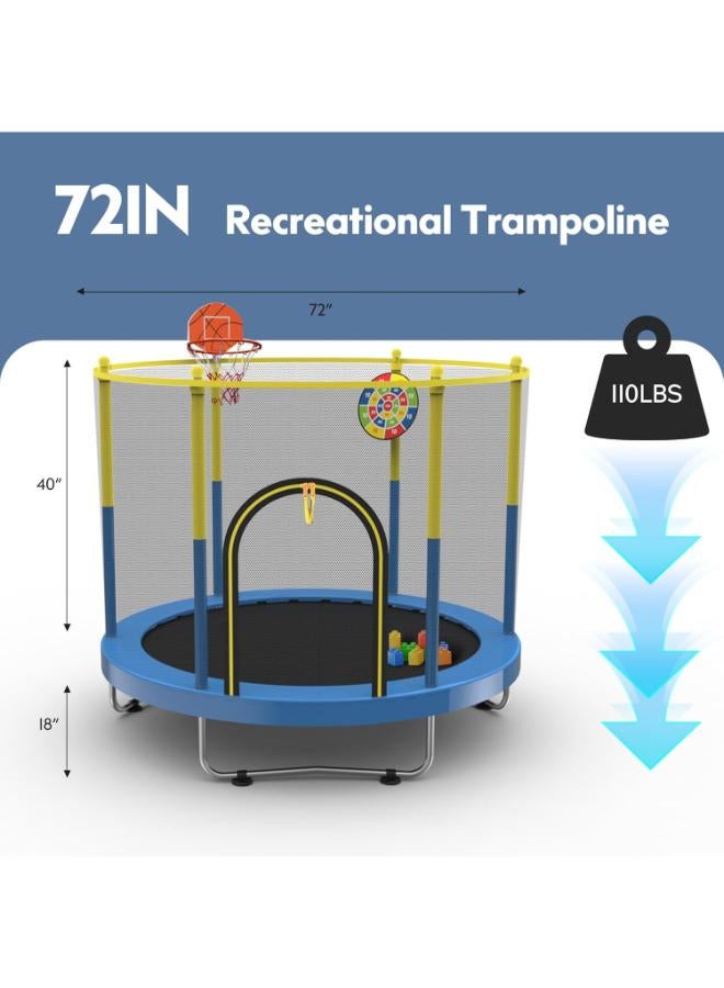 ترامبولين للأطفال  مع شبكة أمان، وحلقة كرة سلة، ولوحة رمي السهام - Image 2