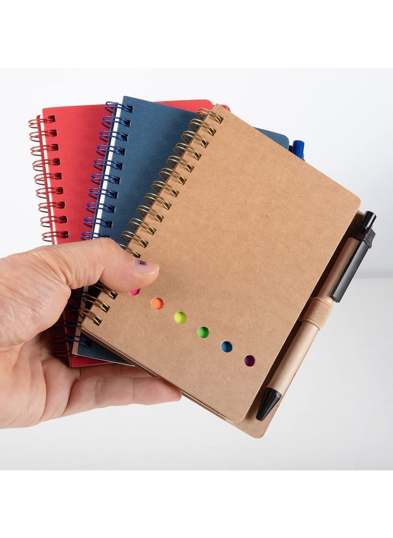 phomemo Spiral Notebooks for Note Taking 4 Packs Small Notebooks with Pen in Holder and Sticky Notes, Page Marker Colored Index Tabs Flags (4 Colors Black/Red/Brown/Blue 4 Packs)  - Image 3