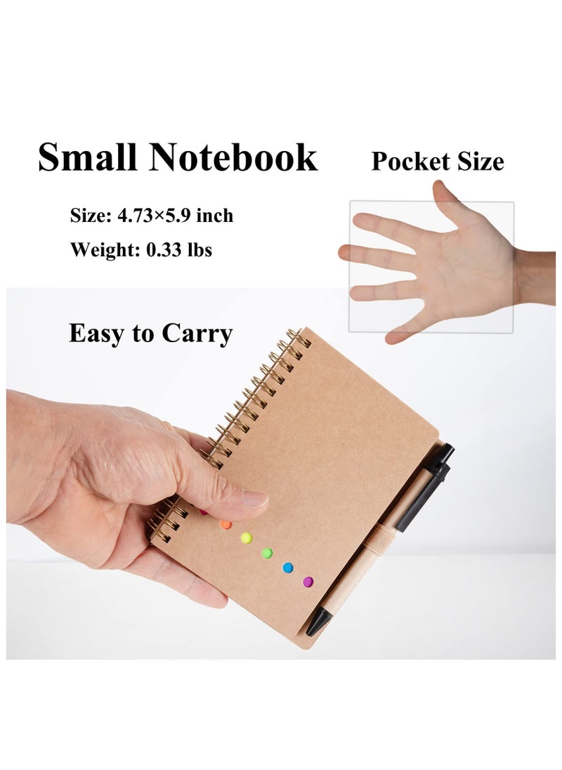 phomemo Spiral Notebooks for Note Taking 4 Packs Small Notebooks with Pen in Holder and Sticky Notes, Page Marker Colored Index Tabs Flags (4 Colors Black/Red/Brown/Blue 4 Packs)  - Image 5