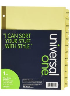 UNIVERSAL Preprinted Plasticcoated Tab Dividers 12 Month Tabs Letter Buff 12Set  - Image 1