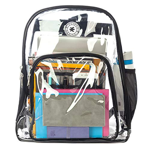 K-Cliffs Clear Backpack Heavy Duty Student Bookbag Large Durable See Through School Bag Quality Transparent PVC Travel Security Workbag Black - Image 3