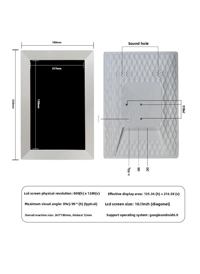 Direct White LCD Digital Photo Frame 10 Inch Charging Electronic Album Creative Desktop Ornaments Video Pictures-Color:10.1inch Touch Screen 32g Memory [white] - Image 4