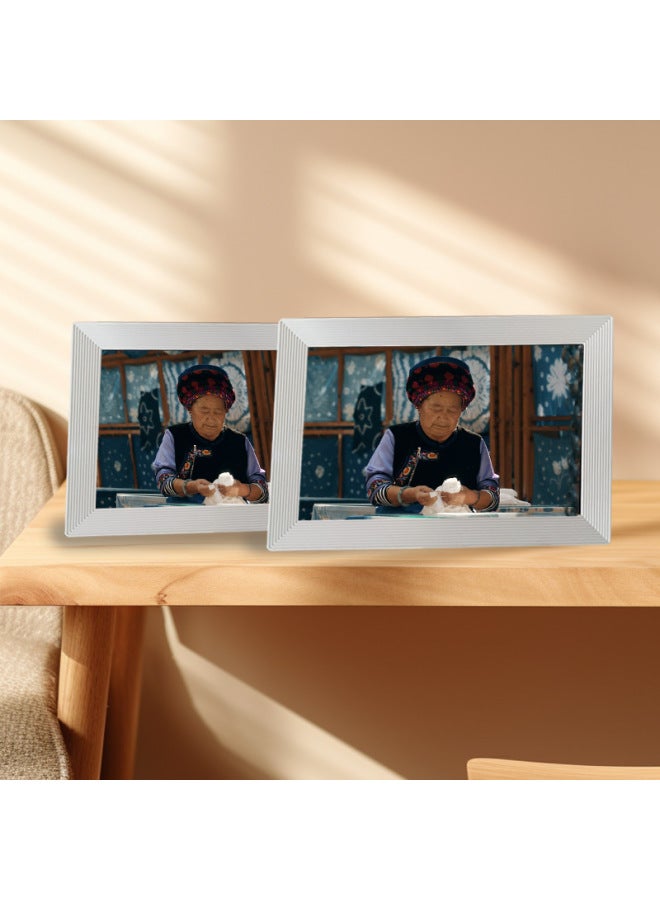 Direct White LCD Digital Photo Frame 10 Inch Charging Electronic Album Creative Desktop Ornaments Video Pictures-Color:10.1inch Touch Screen 32g Memory [white] - Image 5