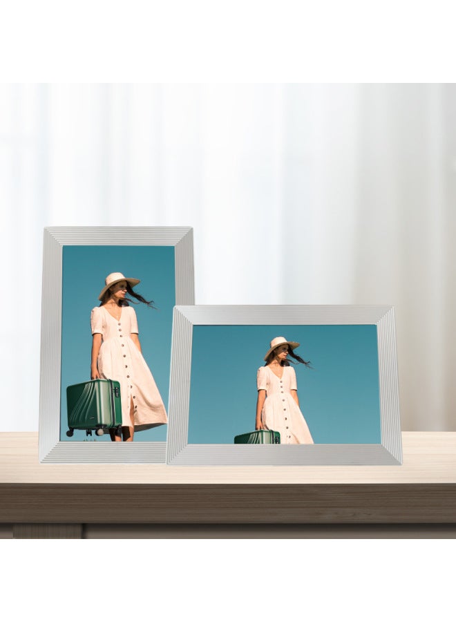 Direct White LCD Digital Photo Frame 10 Inch Charging Electronic Album Creative Desktop Ornaments Video Pictures-Color:10.1inch Touch Screen 32g Memory [white] - Image 2