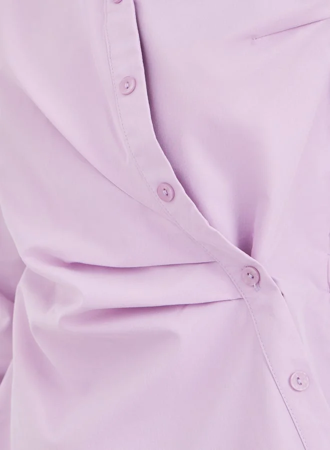 Styli Purple Styli Solid Wrap Long Sleeve Shirt for Women | Best Price UAE