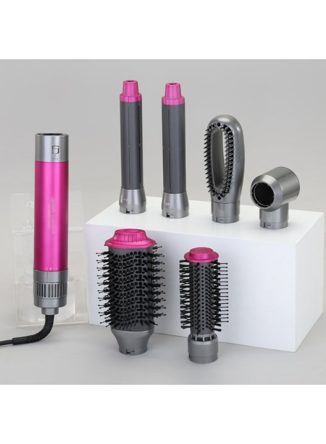 إنزو مجموعة 1Belle EN-4133 فرشاة الهواء الساخن بالأشعة تحت الحمراء 6 في 1 – أداة تصفيف شعر احترافية مع رؤوس قابلة للتغيير، فرشاة تجفيف للشعر الطويل، باللون الوردي والمرجاني - Image 3