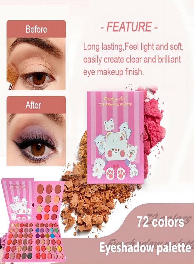 فيروني مجموعة ظلال العيون الكبيرة ثلاثية الطبقات من فيروني، 72 لونًا، لون البصل الذهبي، ظلال عيون مطفية، أحمر خدود، مجموعة ظلال عيون متكاملة، مجموعة مكياج مسرحي بلمسة لامعة دقيقة - Image 5