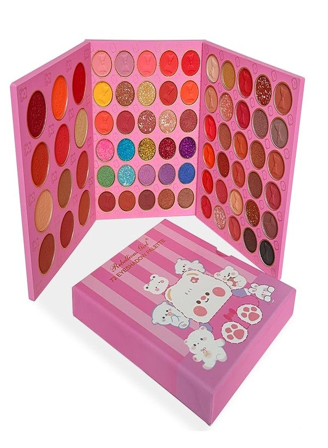 فيروني مجموعة ظلال العيون الكبيرة ثلاثية الطبقات من فيروني، 72 لونًا، لون البصل الذهبي، ظلال عيون مطفية، أحمر خدود، مجموعة ظلال عيون متكاملة، مجموعة مكياج مسرحي بلمسة لامعة دقيقة - Image 1