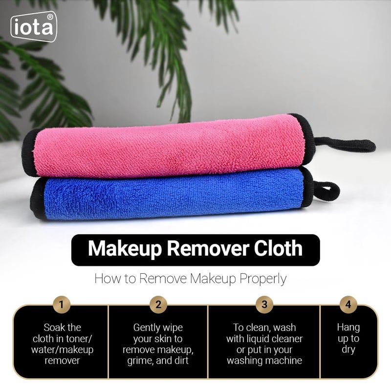 iota iota Microfiber Reusable Makeup Remover Cloth for Face Eyes Lips Replace 5000 Makeup Wipes  500 GSM 20x30cm  Safe for All Skin Types Pack of 4  - Image 4