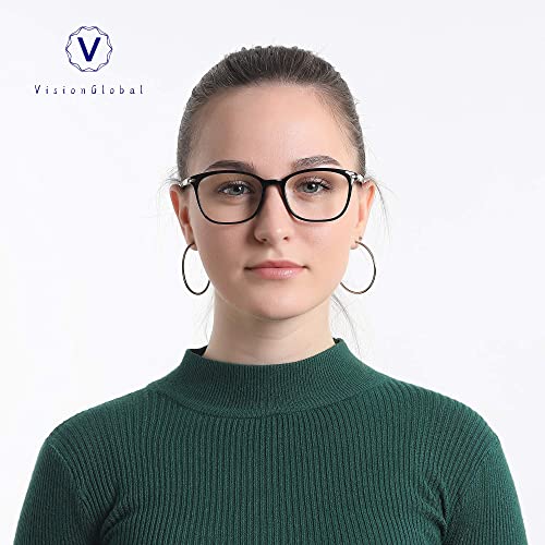 VisionGlobal Blue Light Blocking Glasses for Women/Men, Anti Eyestrain, Computer Reading, TV Glasses, Stylish Square Frame, Anti Glare(Black,No Magnification) - Image 5