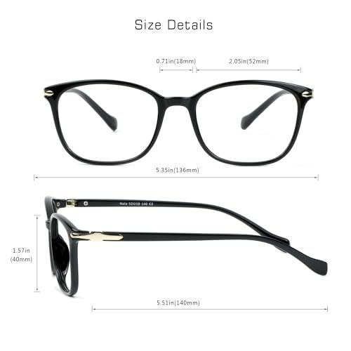 VisionGlobal Blue Light Blocking Glasses for Women/Men, Anti Eyestrain, Computer Reading, TV Glasses, Stylish Square Frame, Anti Glare(Black,No Magnification) - Image 3