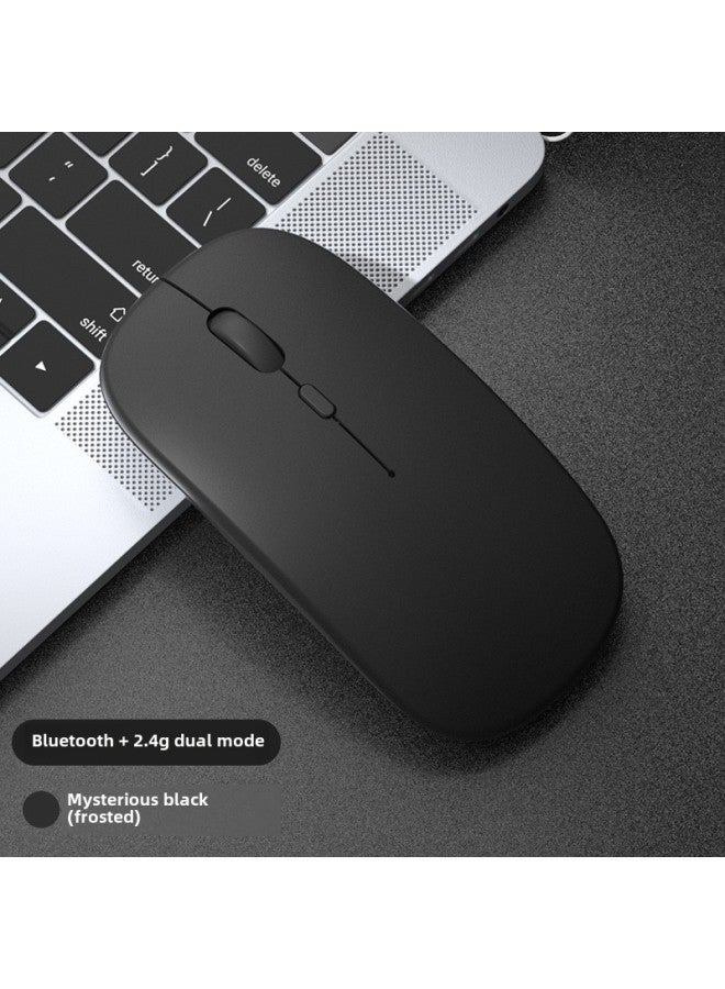 Wireless Bluetooth Mouse Quiet Charging Girl Office Dual-Mode Computer Mac Tablet Unlimited Laptop Mouse-Specification:Mysterious Black/bluetooth Dual Template [silent + Rechargeable] 2.4g Wireless + Bluetooth 5  - Image 1