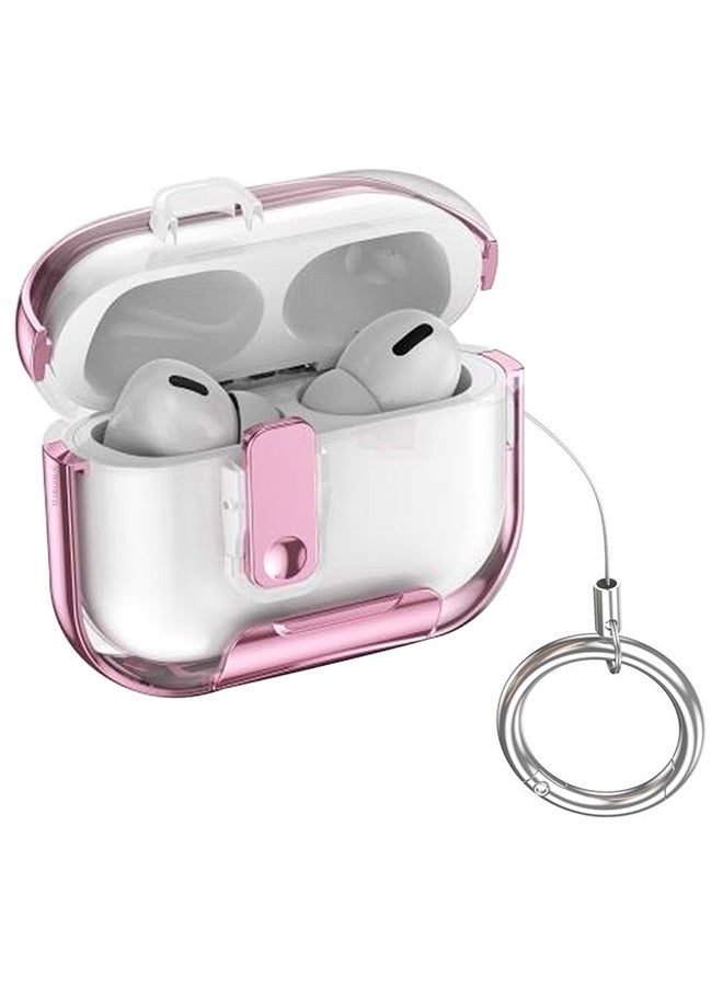 CATANES Clear Protective Case with Keychain for AirPods Pro 3 - Premium Plating Design - Clear Pink - Image 1
