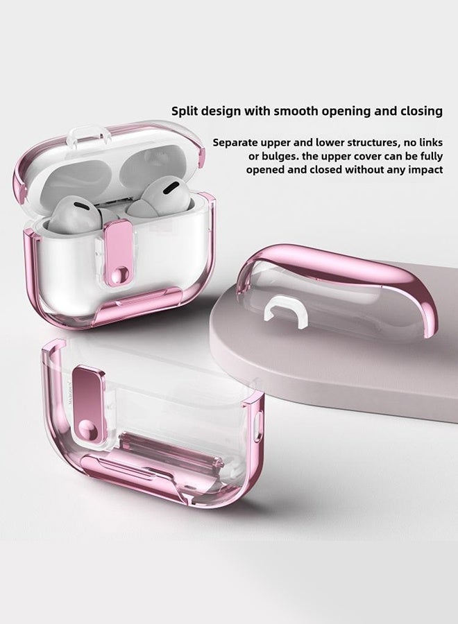 CATANES Clear Protective Case with Keychain for AirPods Pro 3 - Premium Plating Design - Clear Pink - Image 4