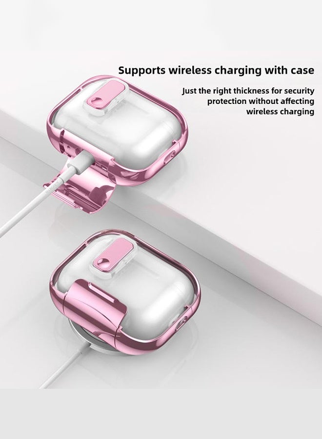 CATANES Clear Protective Case with Keychain for AirPods Pro 3 - Premium Plating Design - Clear Pink - Image 3
