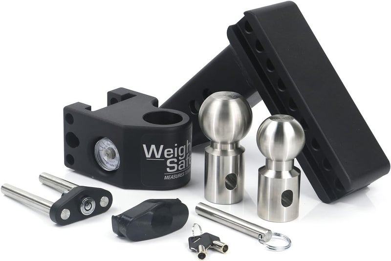 Weigh Safe Adjustable Trailer Hitch Ball Mount - 6" Adjustable Drop Hitch for 2.5" Receiver - Premium Heavy Duty Steel Trailer Tow Hitch with Built in Weight Scale for Anti Sway - 22,000 GTW - Image 2