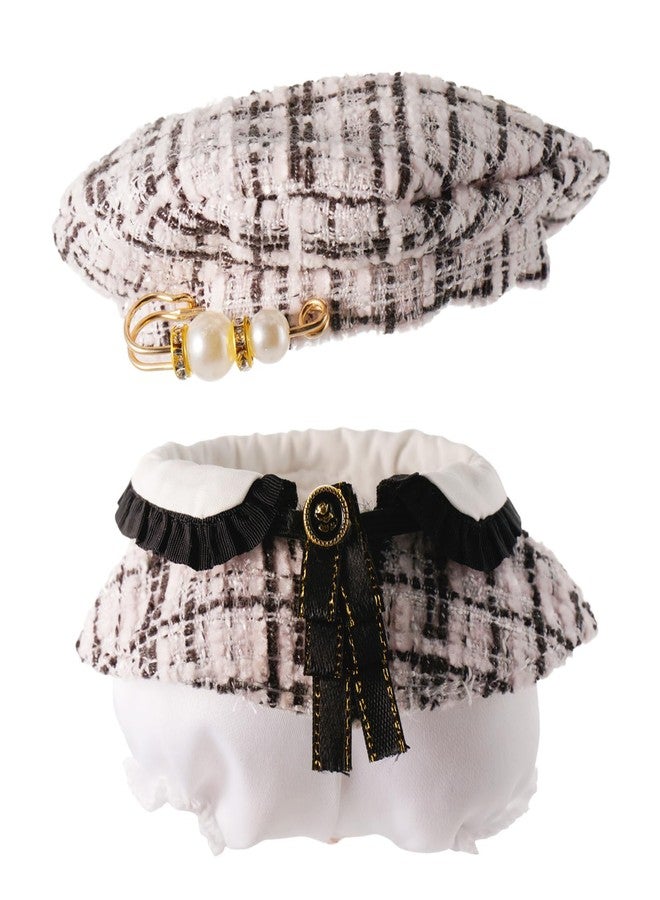 Beofinest Clothes for 17cm Dolls, Accessories for 17cm Doll, 4PCS tylish Adorable Elegant Hat, Cape, Bow Tie, Pants Set (No Doll) (Stripes-Blackwhite) - Image 2