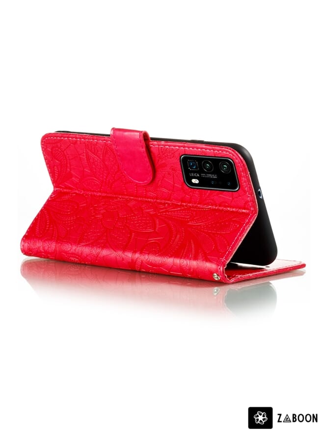 Zaboon Protective Case Cover For Huawei P40 Lace Flower Embossing Pattern Horizontal Flip Leather Case with Holder & Card Slots & Wallet & Photo Frame & Lanyard - Image 5