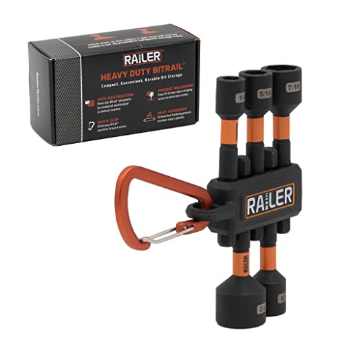 Railer Nut Driver Set - Premium 2-9/16 Inch 5-Piece Nutsetter Bit Set With A Storage Bit Holder & Carabiner - Image 1