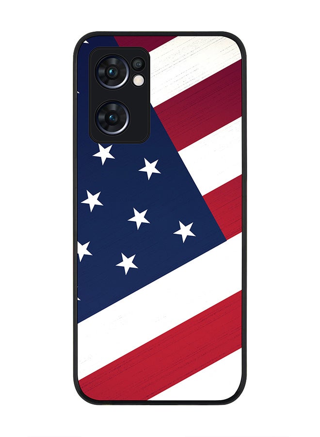 Stylizedd Rugged Black edge case for Oppo Find X5 Lite, Slim fit Soft Case Flexible Cover - Flag Of US - Image 1
