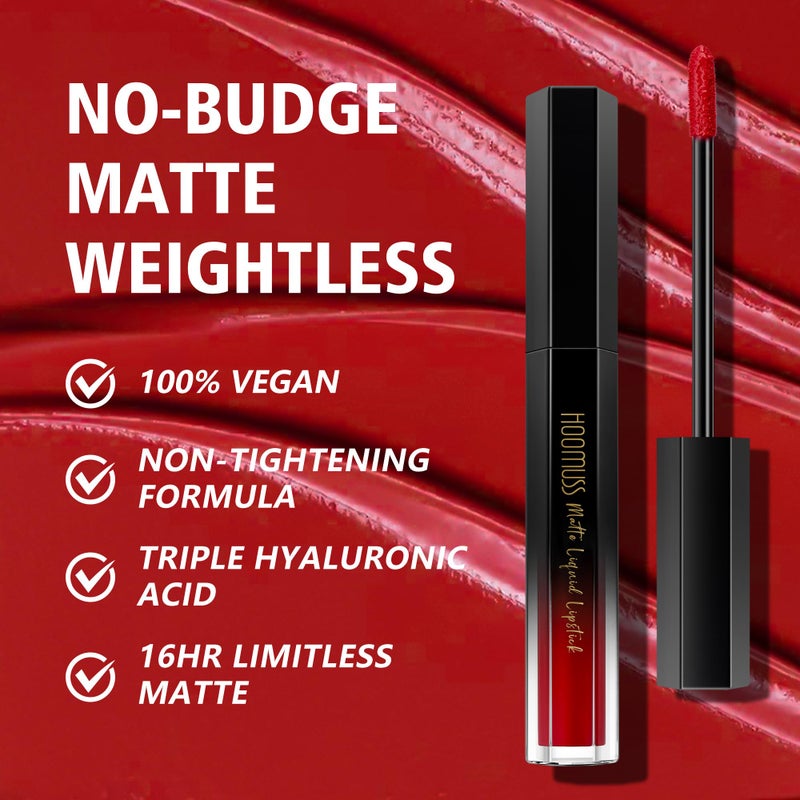 HOOMUSS Red Lipstick Long Lasting, Matte Liquid Lipsticks for Women Non Transfer Smudgeproof Smooth and Easy to Appy Cruelty Free Lip Color, M13 True Red - Image 4